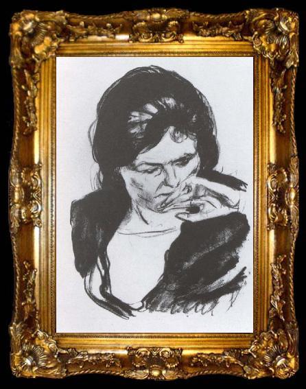 framed  Edvard Munch Head of girl, ta009-2